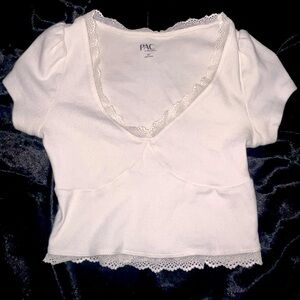 white lace pacsun cropped tee